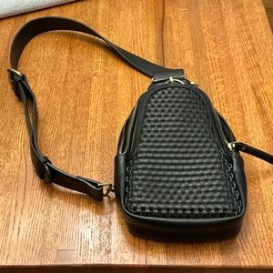 Anthropologie Black Woven Belt Bag